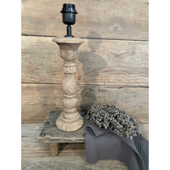 Tafellamp hout Boston almond naturel 12 x 12 x 35 cm excl kap