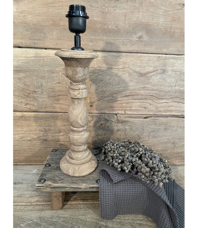 # Tafellamp hout Boston almond naturel 12 x 12 x 35 cm excl kap