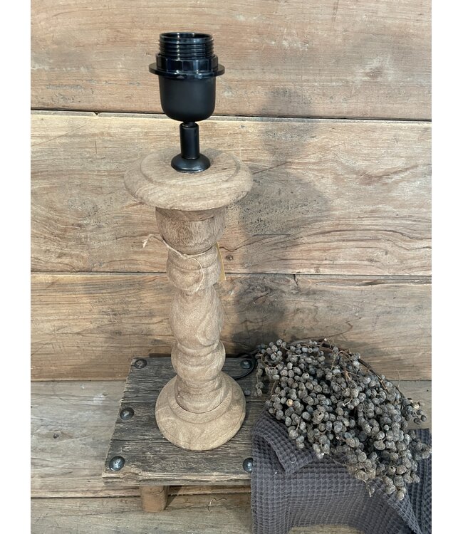 # Tafellamp hout Boston almond naturel 12 x 12 x 35 cm excl kap