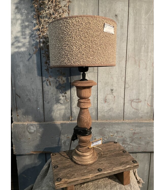 Tafellamp hout - 16x16x35 cm - excl. kap