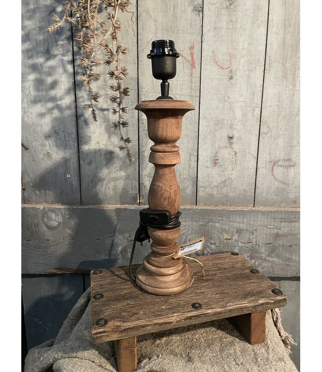 Tafellamp hout - 16x16x35 cm - excl. kap