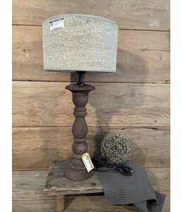 Tafellamp hout Boston umber bruin - 12 x 12 x 35 cm - excl. kap
