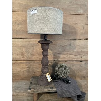 Tafellamp hout Boston umber bruin - 12 x 12 x 35 cm - excl. kap