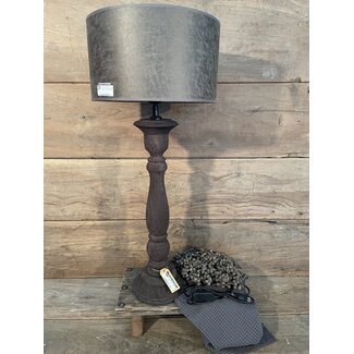 Tafellamp hout Boston umber bruin - 16 x 16 x 50 cm - excl. kap