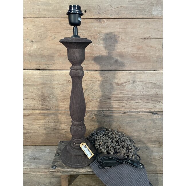 Tafellamp hout Boston umber bruin - 16 x 16 x 50 cm - excl. kap