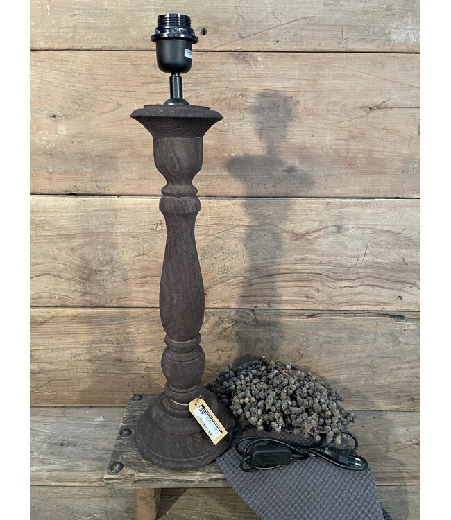 Tafellamp hout Boston umber bruin - 16 x 16 x 50 cm - excl. kap