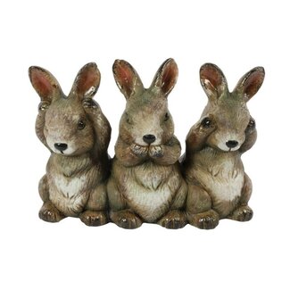 Countryfield # wordt niet verzonden -  Haas horen,ziene,zwijgen Arwin bruin-L16B7H12,5CM