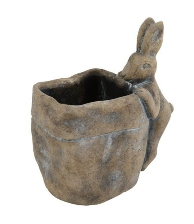 Countryfield ## wordt niet verzonden - Bloempot m/haas vk Pelle M bruin-L16,8B12,5H20,5CM