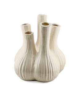 # Aardewerk tulpenvaas garlic beige wb - 22,5x22,5x23,5cm