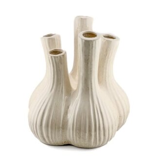 Aardewerk tulpenvaas garlic beige wb - 22,5x22,5x23,5cm