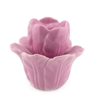 Aardewerk kaarsenstandaard flower - 9,3x8,6x8cm