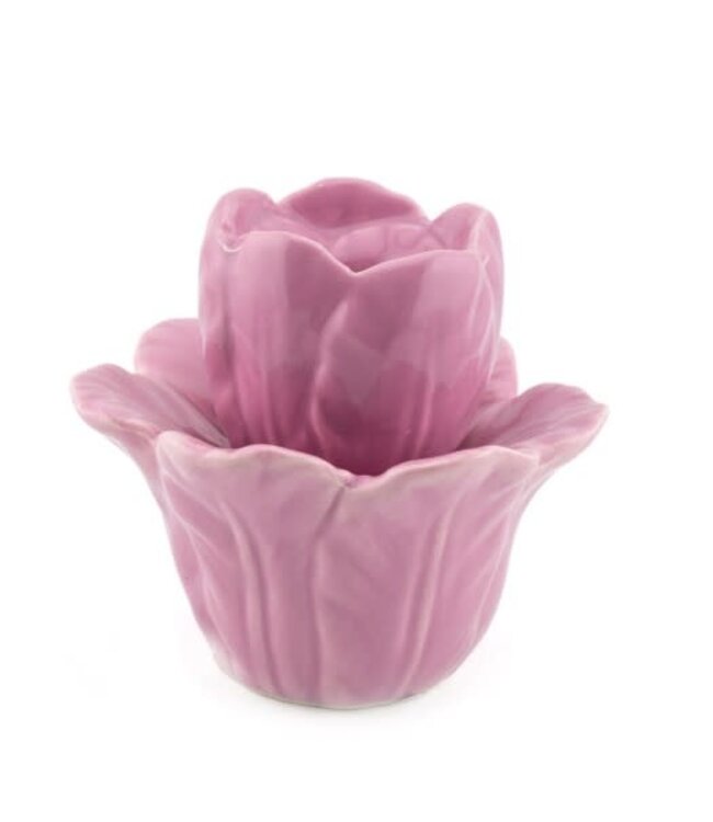 # Aardewerk kaarsenstandaard flower - 9,3x8,6x8cm