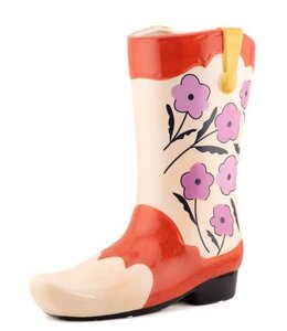 Aardewerk vaas cowboy boot flower L - 24X11.4XH25.7cm