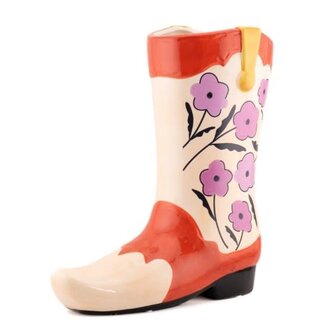 Aardewerk vaas cowboy boot flower L - 24X11.4XH25.7cm