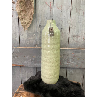 # wordt niet verzonden - Bottle Basic Green Glazed L D.14 H.43