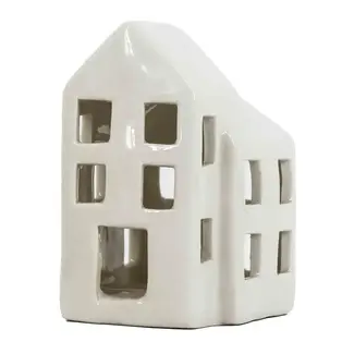#wordt niet verzonden - Huisje keramiek - 7,4 x 5,9 x 9,4 cm - led werkt niet