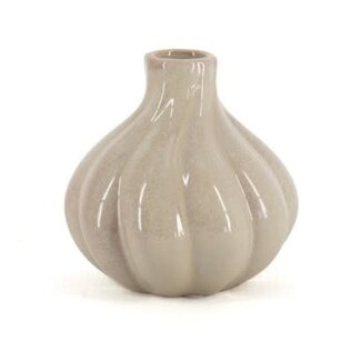 Aardewerk kaarsenstandaard single beige wb - 10x10x10cm