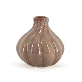 Aardewerk kaarsenstandaard single bruin - 10x10x10cm