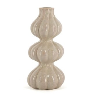 Aardewerk kaarsenstandaard trio beige wb - 9x9x19,5cm