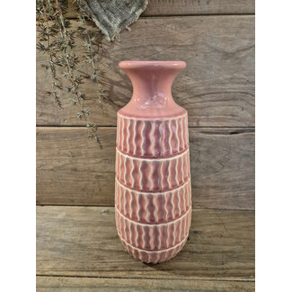 Aardewerk vaas Aztec roze - 	16x16x38cm