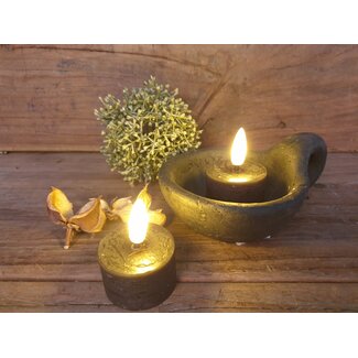 Countryfield Theelicht - waxine - rustiek Ø4CM LED ro Lyon s2 zwart-L4B4H5,2CM