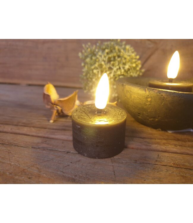 Countryfield # Theelicht - waxine - rustiek Ø4CM LED ro Lyon s2 zwart-L4B4H5,2CM