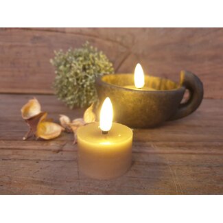 Countryfield Theelicht rustiek Ø4CM LED ro Lyon s2 beige-L4B4H5,2CM