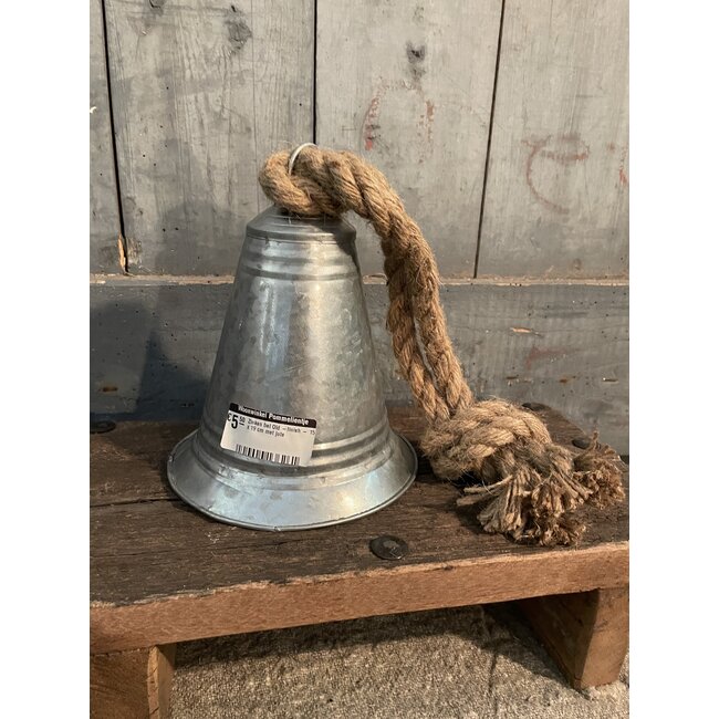 # Zinken bel Old -finish - 15,5 x 19 cm met jute