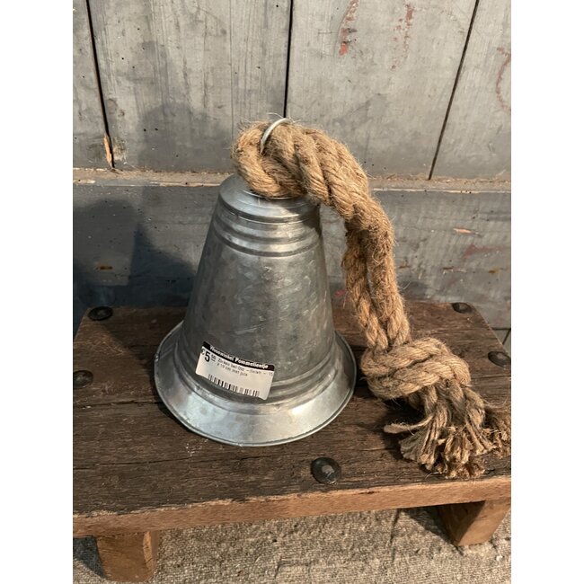 # Zinken bel Old -finish - 15,5 x 19 cm met jute