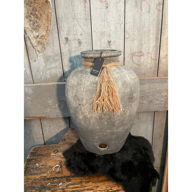 # wordt niet verzonden  - Bolvase with Rope Neck Ancient Clay D.26 H.37