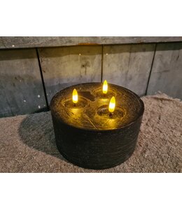 Countryfield # Led kaars zwart - 3 vlammen - 15 x 7 cm