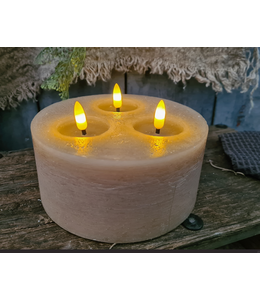 Countryfield # Led kaars Beige - 3 vlammen - 15 x 7 cm