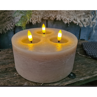 Countryfield # Led kaars Beige - 3 vlammen - 15 x 7 cm