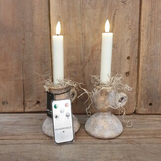 Countryfield Korte dinerkaars rustiek Ø2,2CM LED ro Lyon S s2 creme-L2B2H15CM