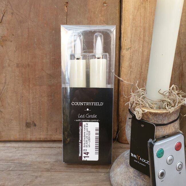 Countryfield Korte dinerkaars rustiek Ø2,2CM LED ro Lyon S s2 creme-L2B2H15CM