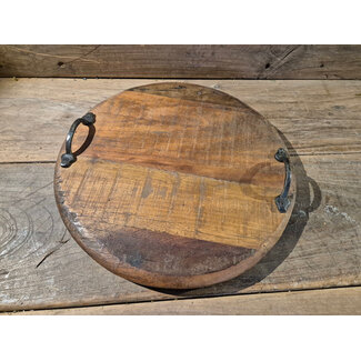# Tray round old wood d34