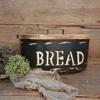 # Breadbox 38x24x20cm - metaal - mangohouten deksel