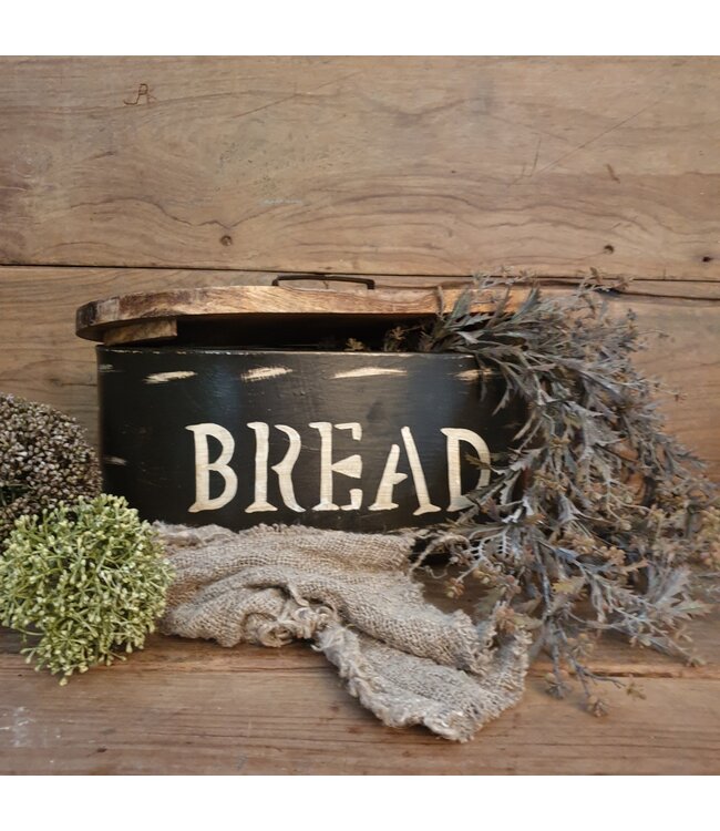 # Breadbox 38x24x20cm - metaal - mangohouten deksel