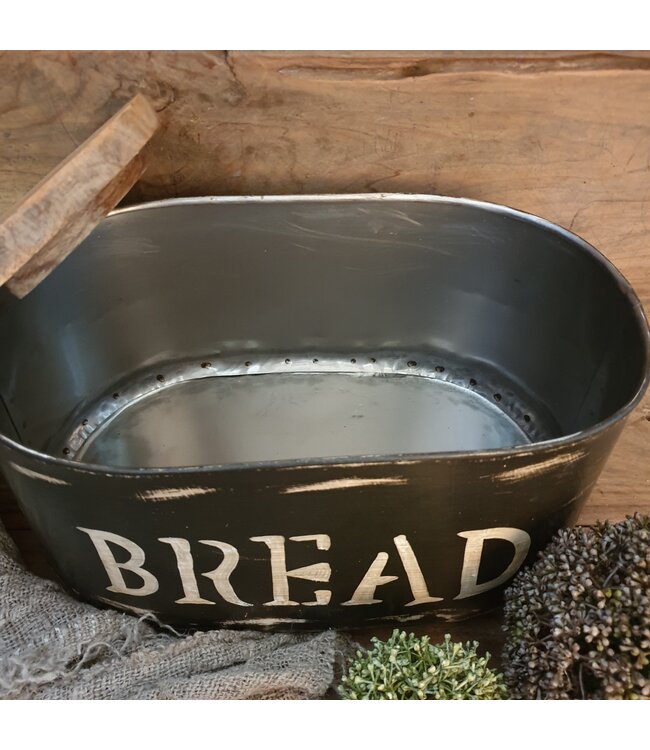 # Breadbox 38x24x20cm - metaal - mangohouten deksel