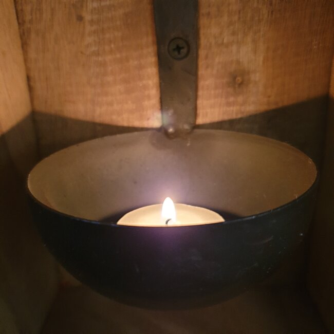 # Oude baksteenmal - hout - met metalen lepel - 30 x 15 x 9 cm