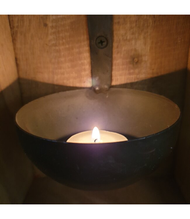 # Oude baksteenmal - hout - met metalen lepel - 30 x 15 x 9 cm