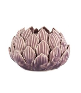 @ Waxinehouder keramiek floral lila - 13,5x13,5x9cm
