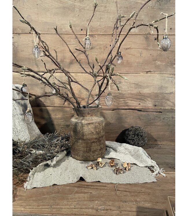 # Doos glazen eitjes met veer, 9 stuks