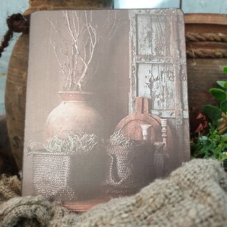 874 - potten luik - 19 x 14 cm - afbeelding op hardboard