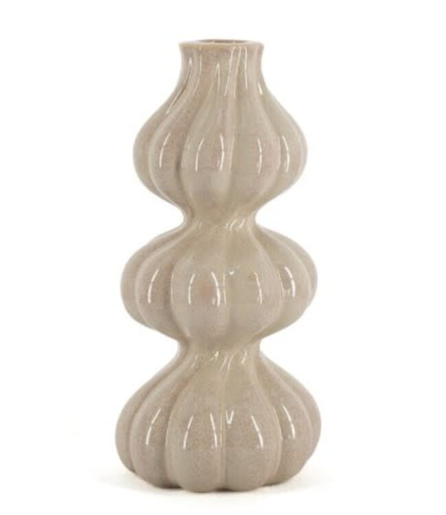 # Aardewerk kaarsenstandaard trio beige wb - 9x9x19,5cm