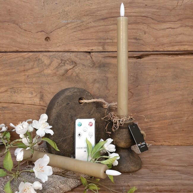 Countryfield # Set van 2 ledkaarsen - beige - 3d vlam - afstandsbediening - 24 cm