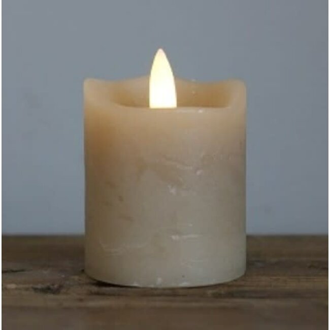 Countryfield # Set van 2 Stompkaars rustiek antiek Ø5CM LED ro Lyon s2 beige-L5B5H7,2CM