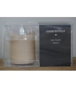 Countryfield @ Set van 2 Stompkaars rustiek antiek Ø5CM LED ro Lyon s2 beige-L5B5H7,2CM