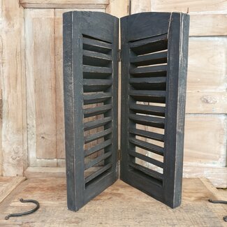 Dubbel louvreluik - hout - grijs - 2 x 25 cm x 50 cm