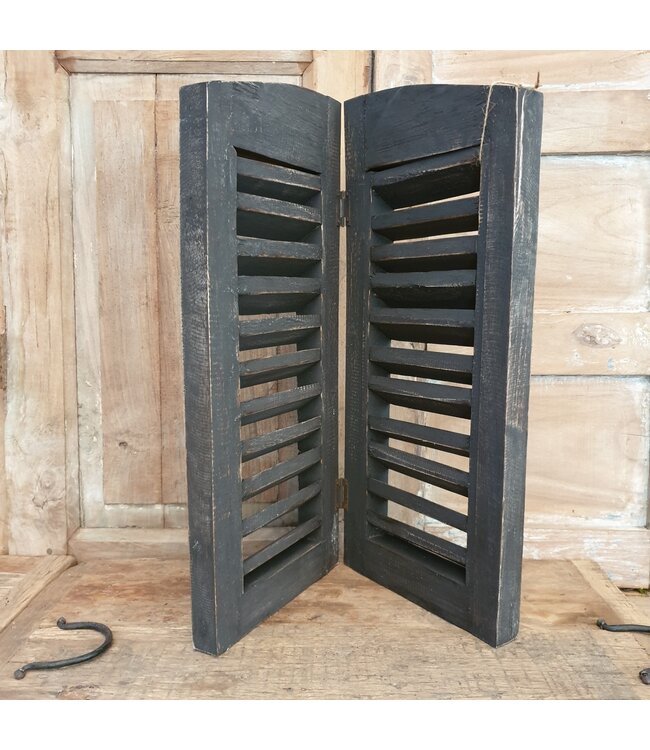 # Dubbel louvreluik - hout - grijs - 2 x 25 cm x 50 cm